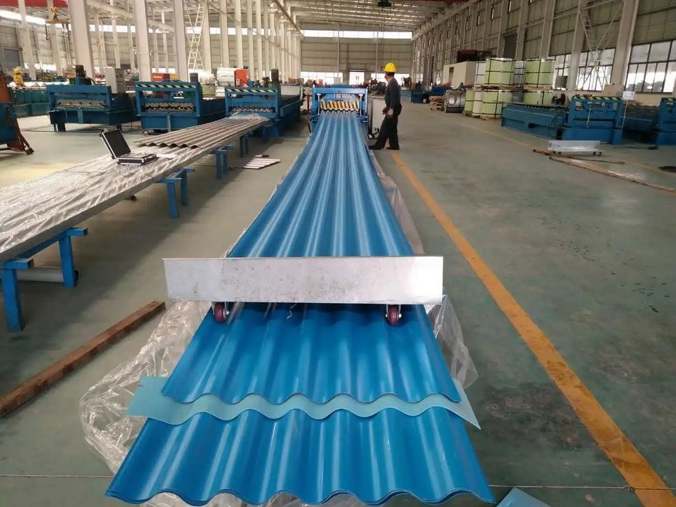 Bule Galvanized Roofing Steel Sheet Water Ripple Type 18-76-800mm